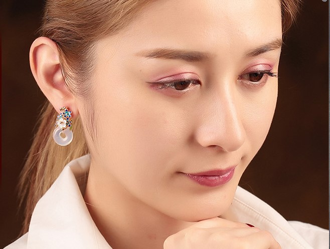 家佳樂文學(xué)耳釘瑪瑙平安扣耳墜耳環(huán)