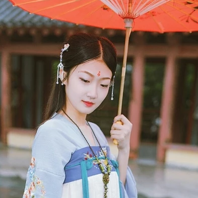 清新帶傘女生頭像，唯美古風真人頭像