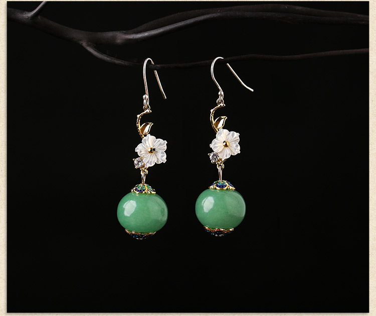 淡雅貝殼花朵氣質(zhì)耳環(huán)，家佳樂文學(xué)復(fù)古耳飾首飾