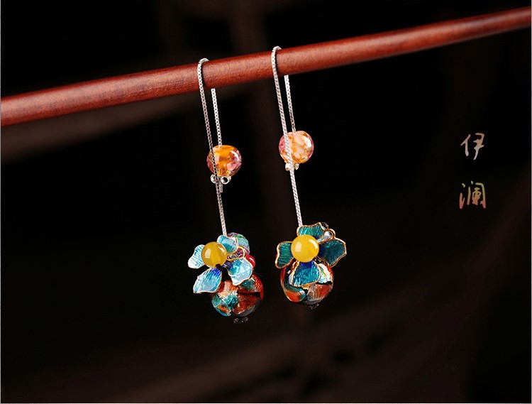 清新家佳樂文學(xué)耳墜，詩(shī)意銀線耳環(huán)首飾