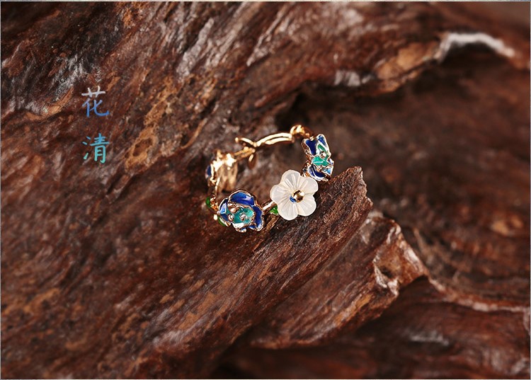 花清典雅指環(huán)，家佳樂文學簡約戒指首飾