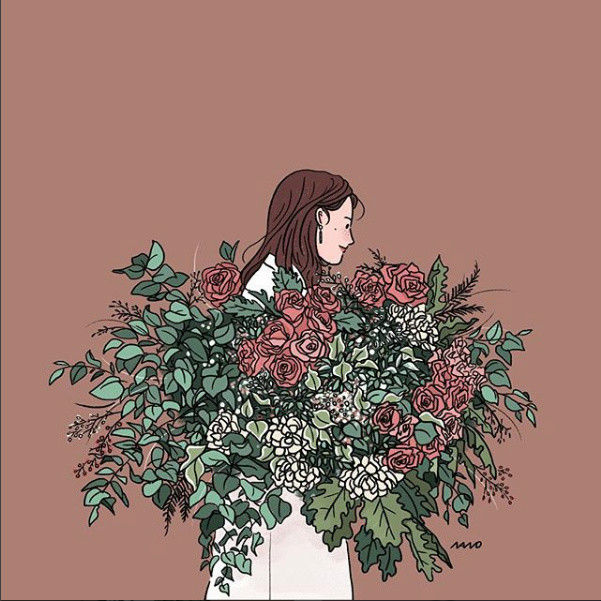 姑娘精致生活手繪插畫，唯美小清新插畫圖片