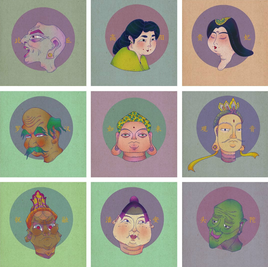 眾生相手繪插畫，風(fēng)格迥異人物頭像插畫圖片