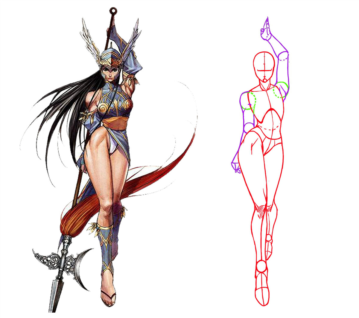 動漫人物圖片，動漫人體結(jié)構(gòu)骨骼提煉線稿