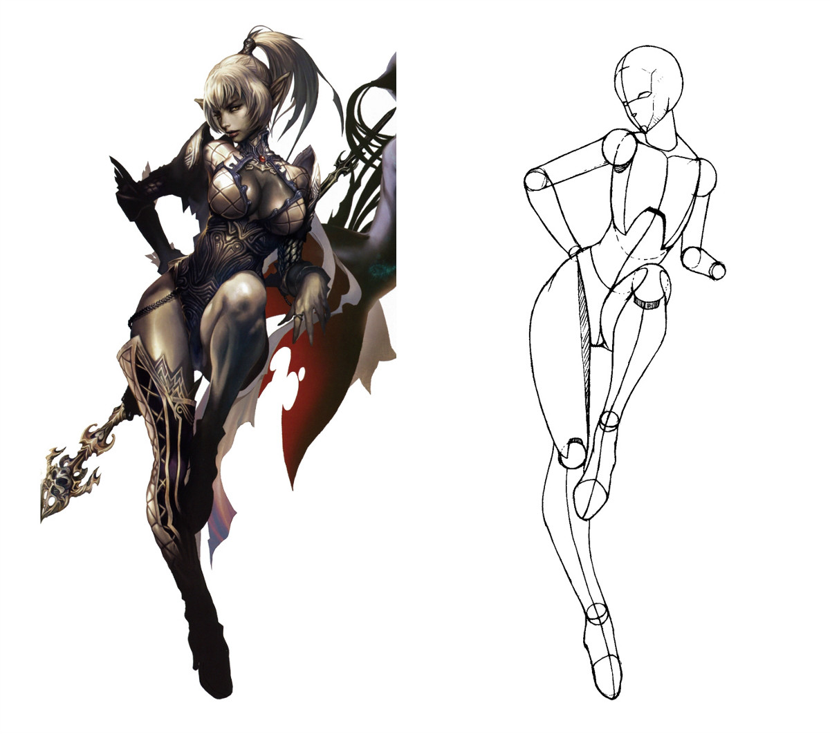 動漫人物圖片，動漫人體結(jié)構(gòu)骨骼提煉線稿