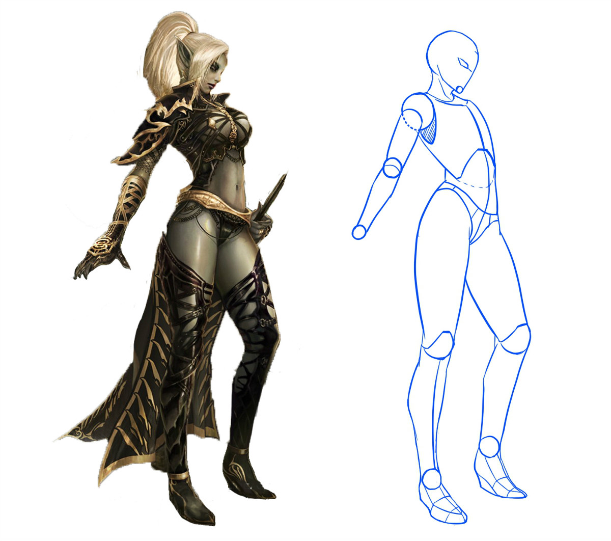 動漫人物圖片，動漫人體結(jié)構(gòu)骨骼提煉線稿