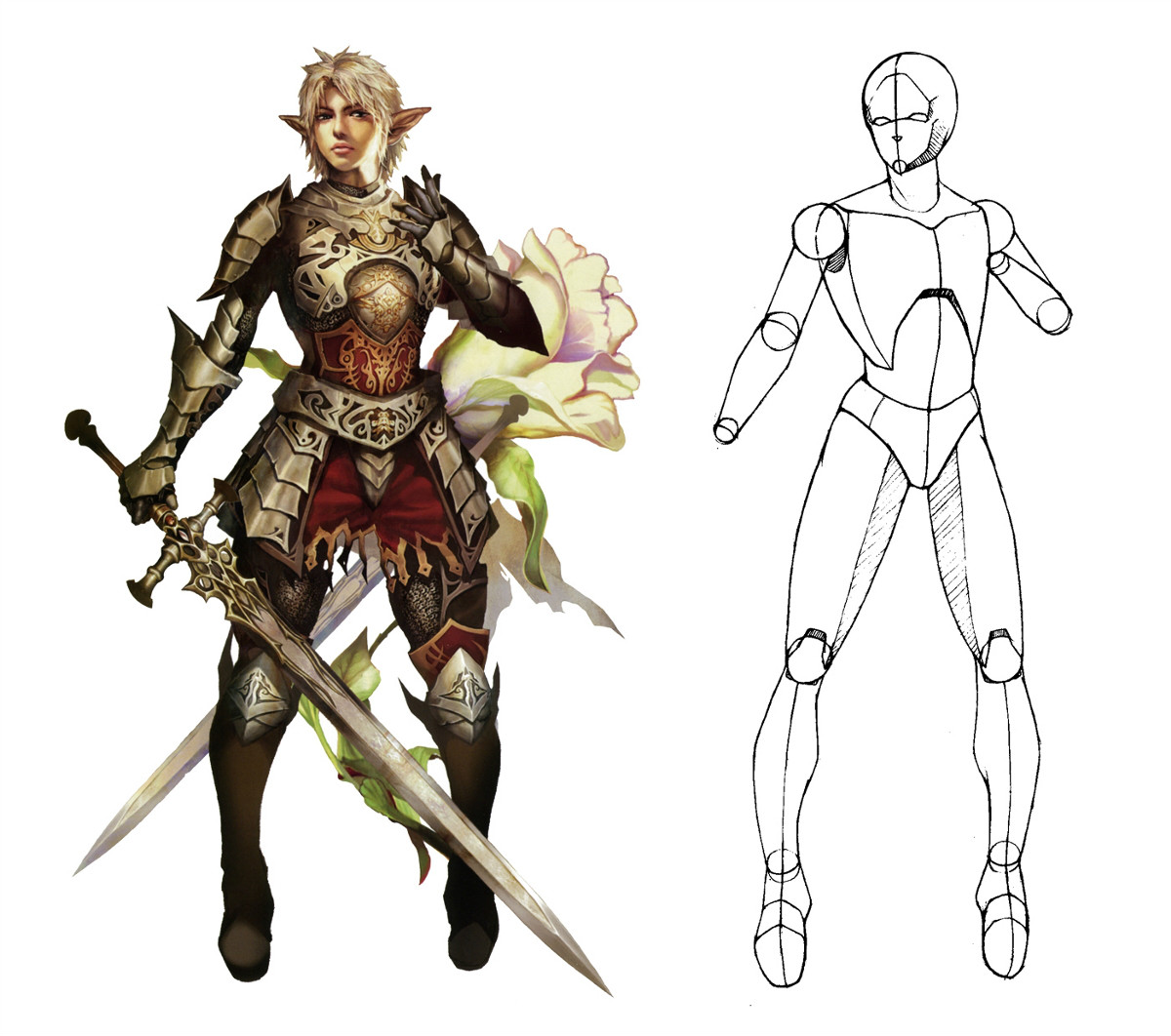 動漫人物圖片，動漫人體結(jié)構(gòu)骨骼提煉線稿