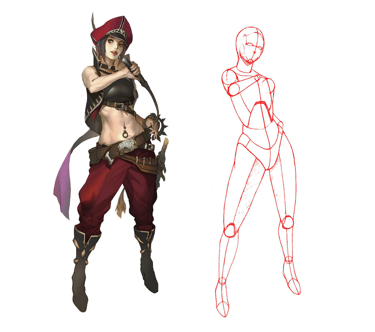 動漫人物圖片，動漫人體結(jié)構(gòu)骨骼提煉線稿