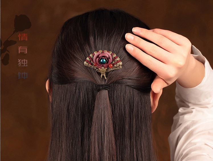時尚生動扇形發(fā)簪，古典浪漫發(fā)釵頭飾