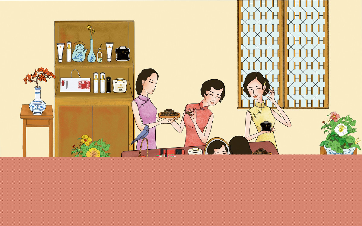 一款家佳樂文學(xué)化妝品宣傳插畫，廣告插畫設(shè)計