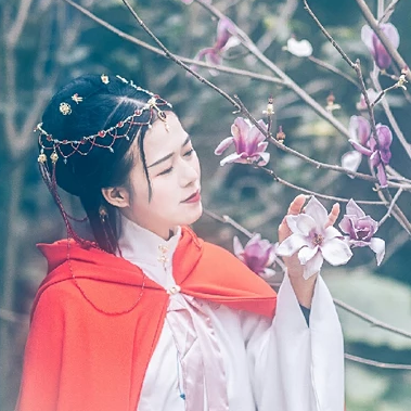 木蘭花開帶琴女生頭像，唯美古風(fēng)真人頭像