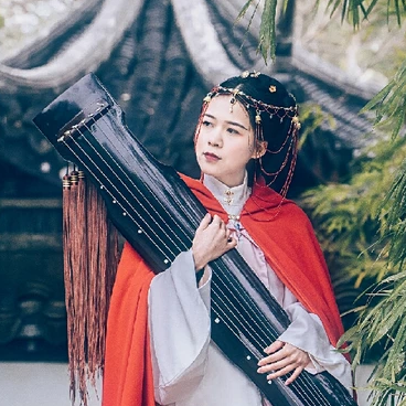 木蘭花開帶琴女生頭像，唯美古風(fēng)真人頭像