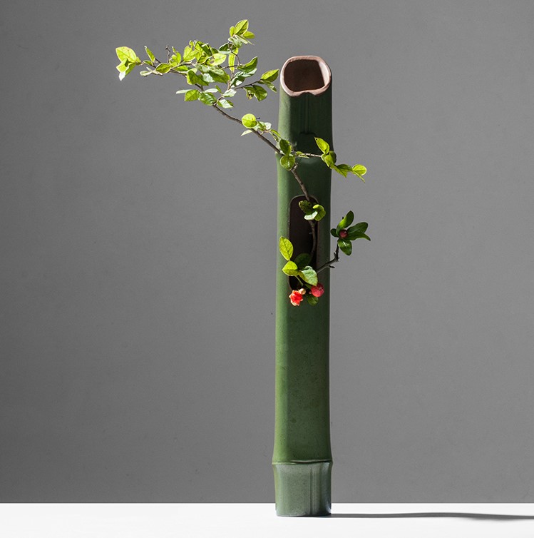 創(chuàng)意仿竹壁掛花器花藝，禪意中式插花