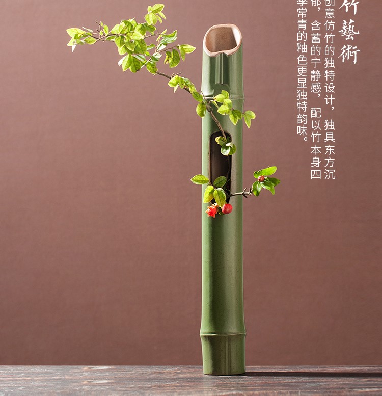 創(chuàng)意仿竹壁掛花器花藝，禪意中式插花