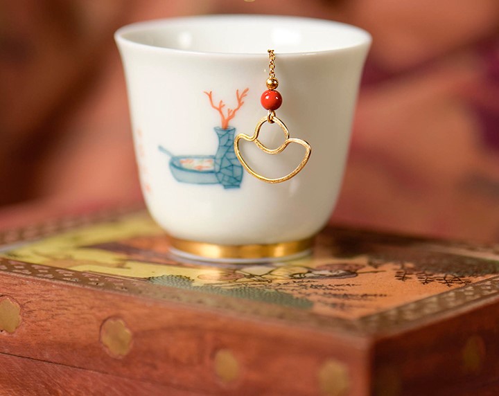 手工元寶耳線耳飾，天然朱砂耳環(huán)首飾