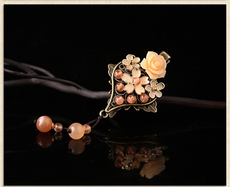 古典民族花朵發(fā)夾，復(fù)古風(fēng)淡雅清新頭飾