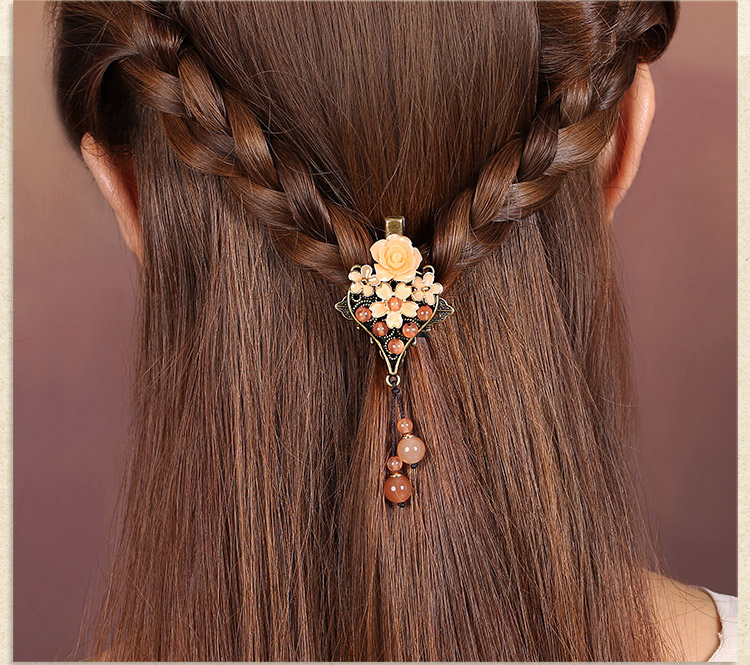 古典民族花朵發(fā)夾，復(fù)古風(fēng)淡雅清新頭飾