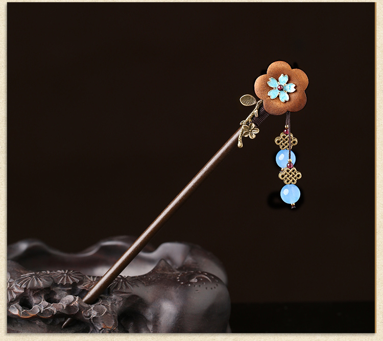 復(fù)古流蘇發(fā)簪步搖，木花民族風簪子頭飾