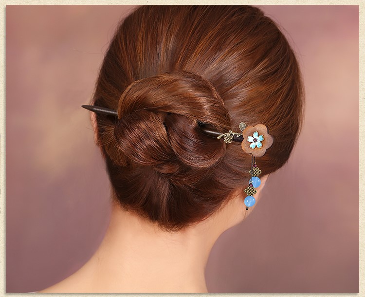 復(fù)古流蘇發(fā)簪步搖，木花民族風簪子頭飾