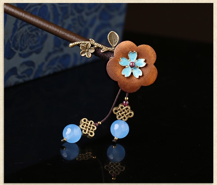 復(fù)古流蘇發(fā)簪步搖，木花民族風簪子頭飾