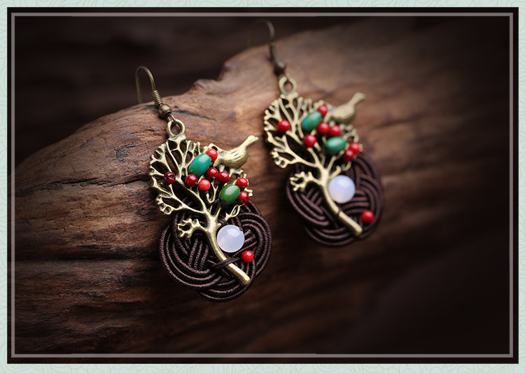 森系古典耳墜耳環(huán)，家佳樂文學(xué)夸張吊墜耳環(huán)
