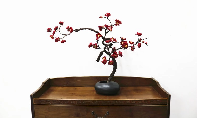 禪意藝術插花:梅花中式插花花藝圖片