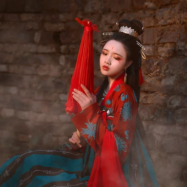 嬌艷紅傘女生頭像，唯美古風真人頭像