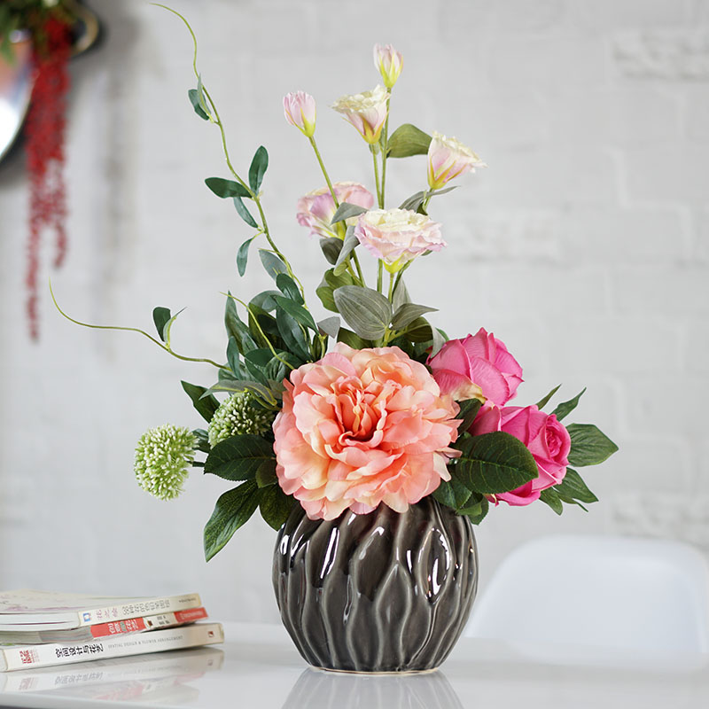 雍容牡丹桔梗插花藝術(shù)，富貴牡丹新中式花藝