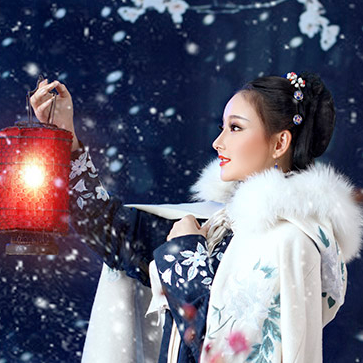 優(yōu)雅賞雪帶傘女生頭像，唯美古風(fēng)真人頭像