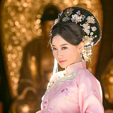 清新桃林妃子帶團(tuán)扇女生頭像，唯美古風(fēng)真人頭