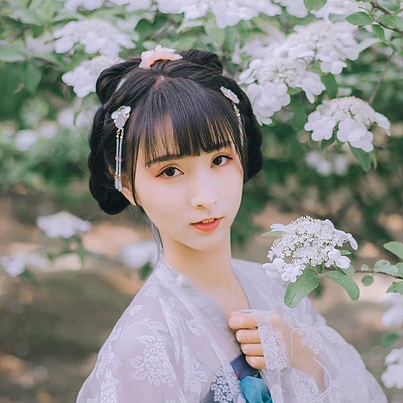 清新可愛瓊花女生頭像，唯美古風真人頭像