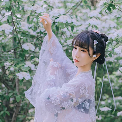 清新可愛瓊花女生頭像，唯美古風真人頭像