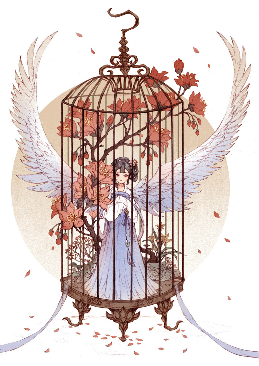 9款古風插畫，半面妝插畫合集欣賞