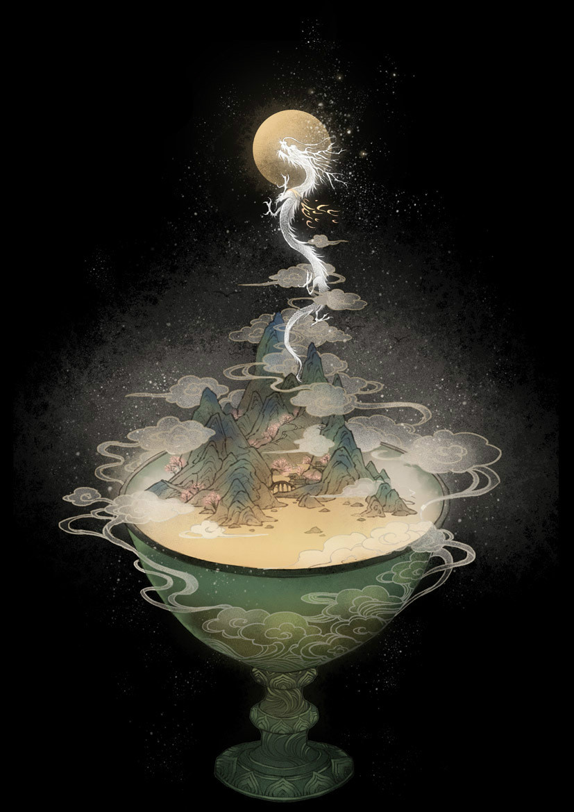 9款古風(fēng)插畫，半面妝插畫合集欣賞