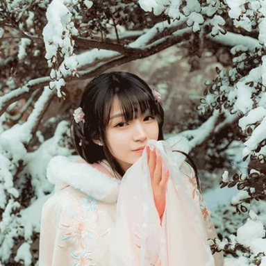 白雪飄落清新氣質(zhì)女生頭像，唯美古風(fēng)真人頭像