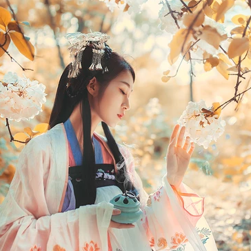 秋意氣質(zhì)帶團扇女生頭像，唯美古風真人頭像