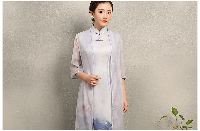 溫婉優(yōu)雅淡紫旗袍，文藝復(fù)古氣息旗袍裙