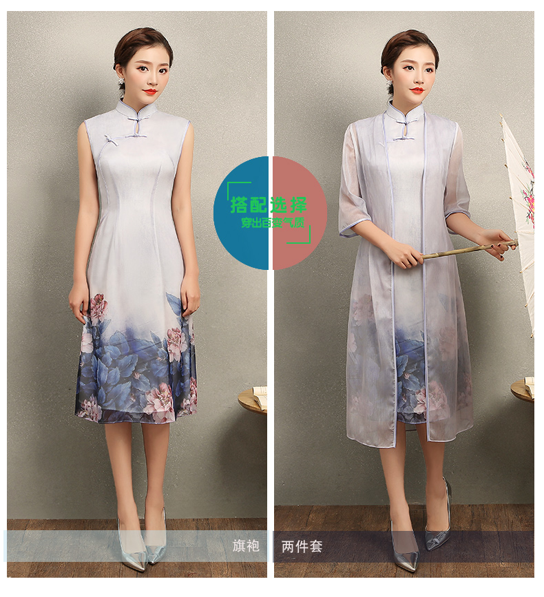 溫婉優(yōu)雅淡紫旗袍，文藝復(fù)古氣息旗袍裙