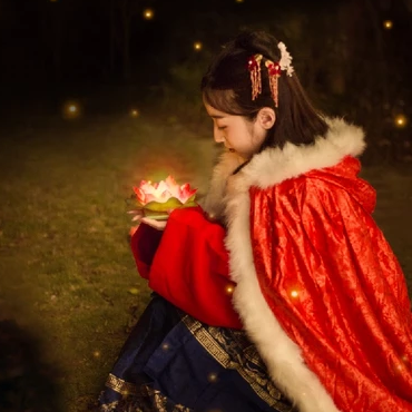 月色下放蓮花女生頭像，唯美古風真人頭像