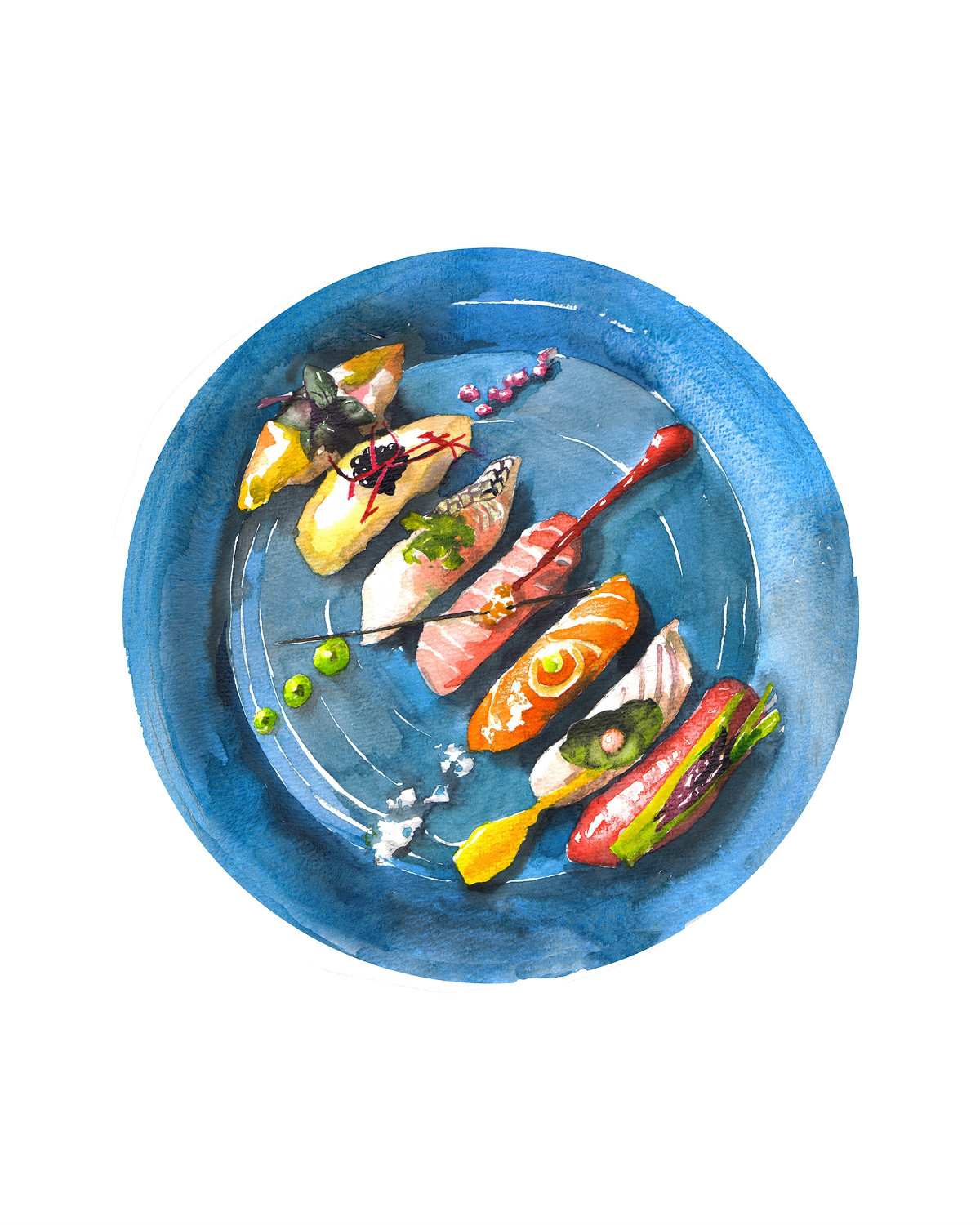 精致逼真的食物水彩插畫，淡雅手繪插畫圖片