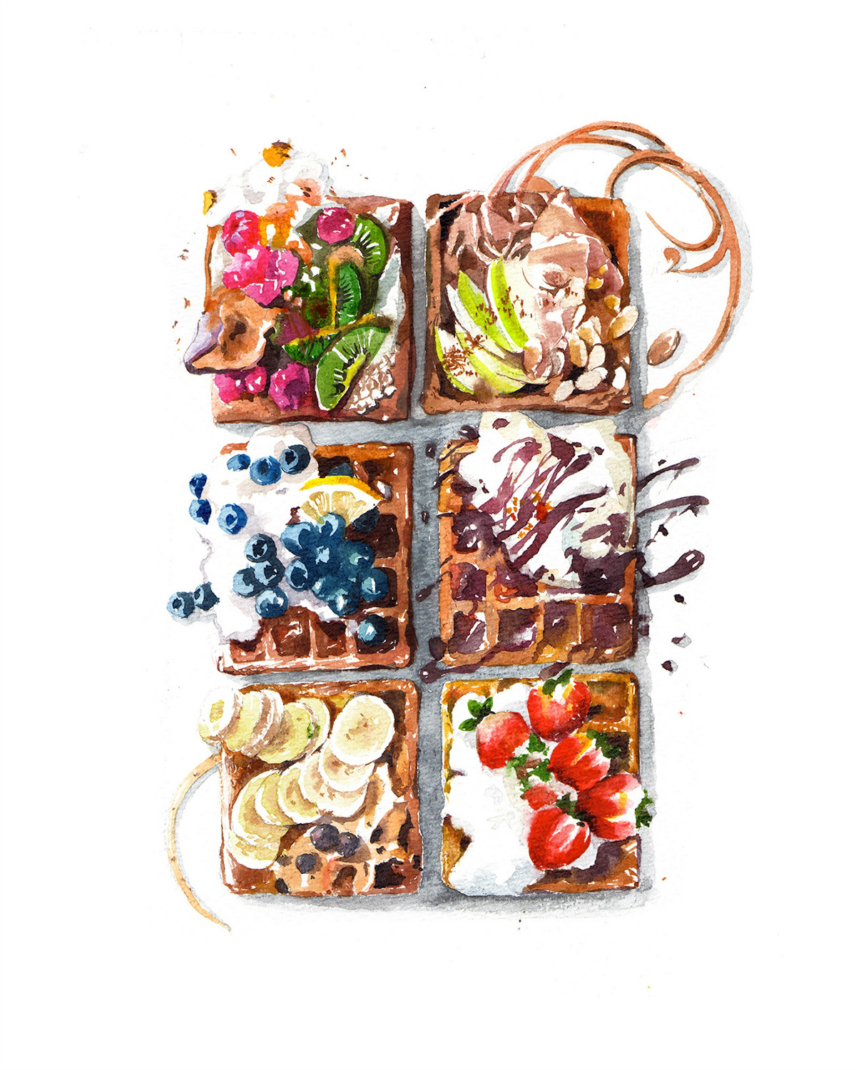 精致逼真的食物水彩插畫，淡雅手繪插畫圖片