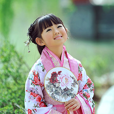 超萌粉色小花仙帶團(tuán)扇女孩頭像，唯美古風(fēng)真人