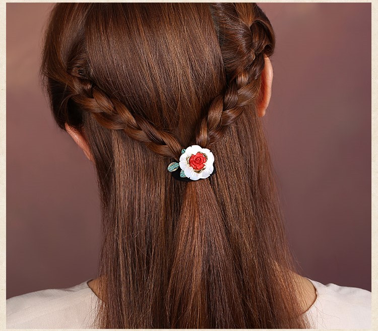 和顏悅色發(fā)圈，復(fù)古玫瑰花朵發(fā)圈頭飾
