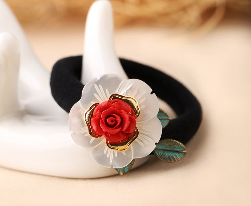 和顏悅色發(fā)圈，復(fù)古玫瑰花朵發(fā)圈頭飾