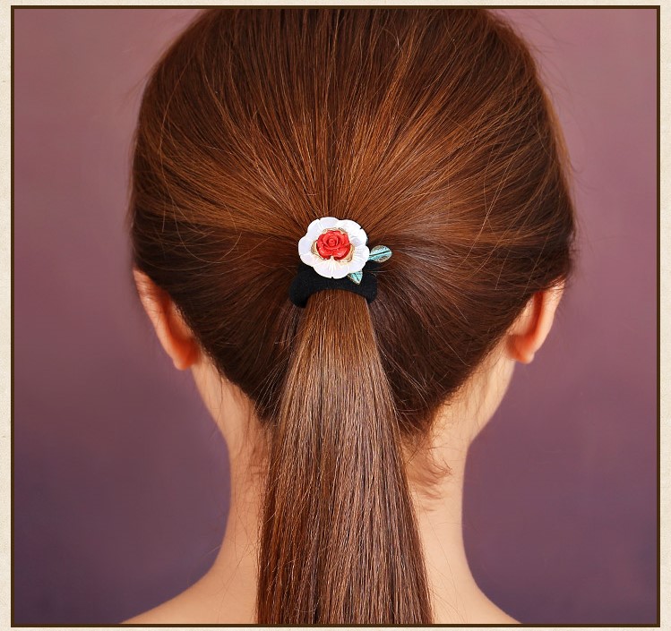 和顏悅色發(fā)圈，復(fù)古玫瑰花朵發(fā)圈頭飾
