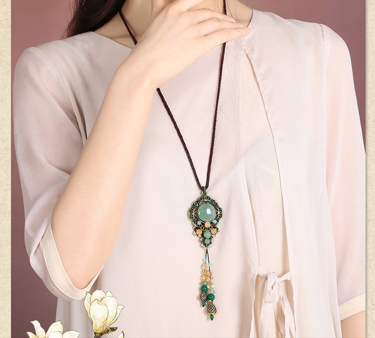 復(fù)古配飾項鏈，東陵玉時尚裝飾毛衣鏈首飾