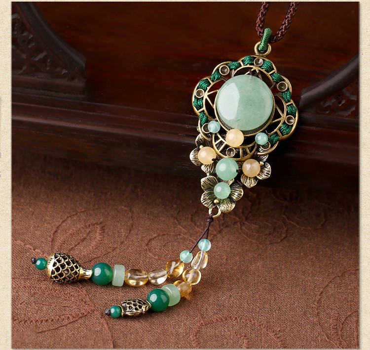 復(fù)古配飾項鏈，東陵玉時尚裝飾毛衣鏈首飾