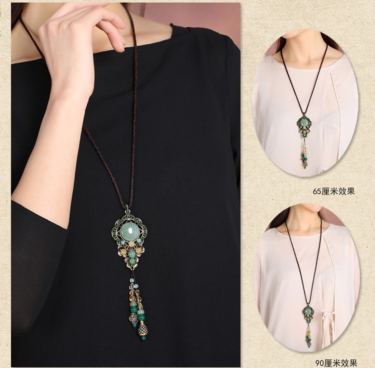 復(fù)古配飾項鏈，東陵玉時尚裝飾毛衣鏈首飾