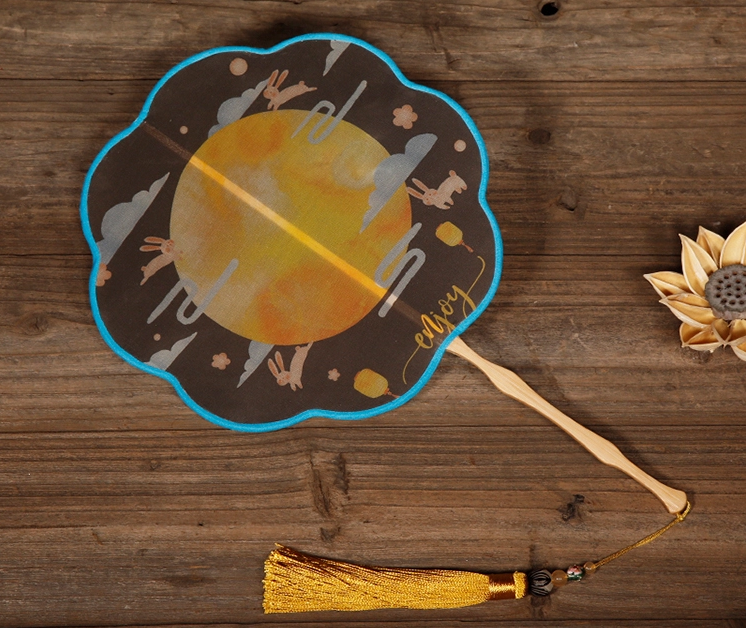 六款花式形狀團(tuán)扇，家佳樂文學(xué)雙面古典扇子