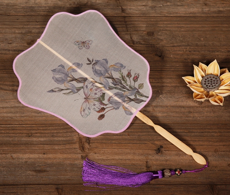 六款花式形狀團(tuán)扇，家佳樂文學(xué)雙面古典扇子